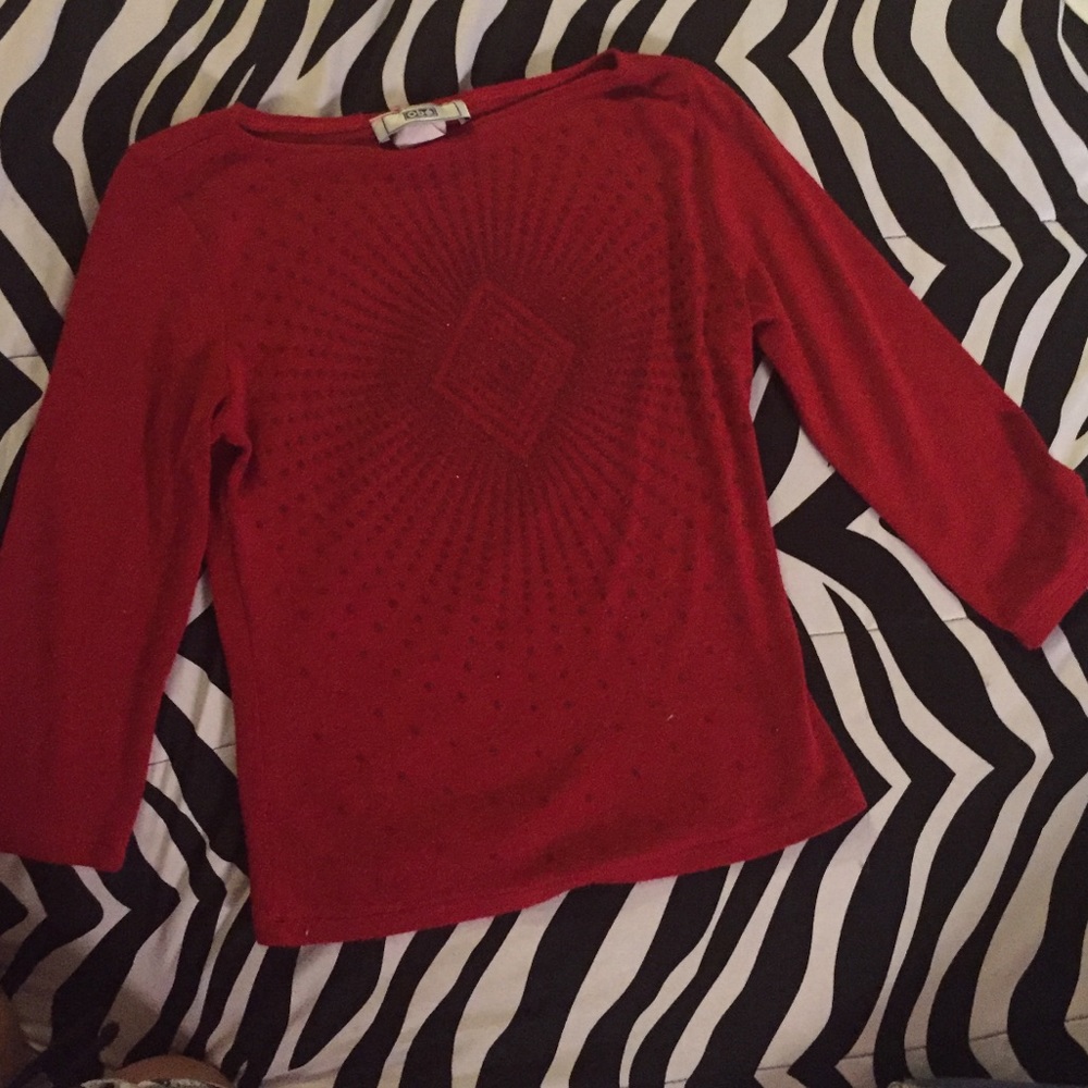 Red short sleeve blouse